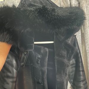 Black fur shearling coat